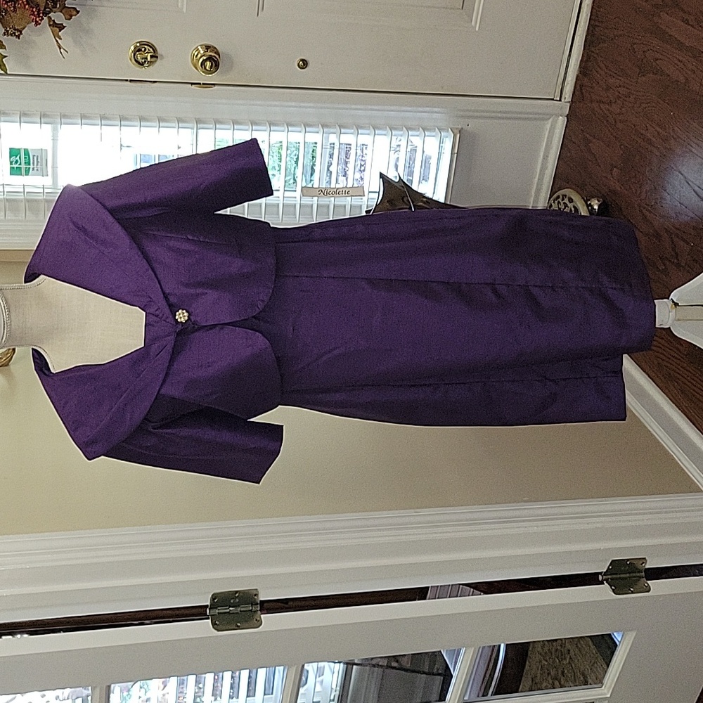 Nicolette 2 piece purple jacket dress set portrait collar pearl button 12 NEW…